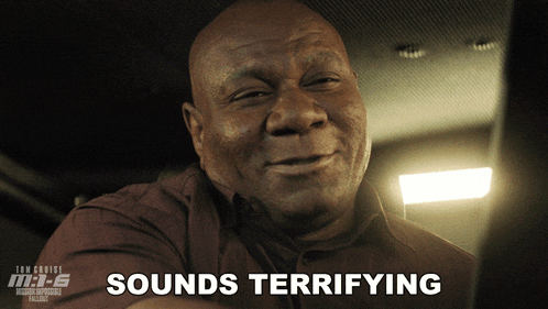 a man is smiling with the words " sounds terrifying " below him