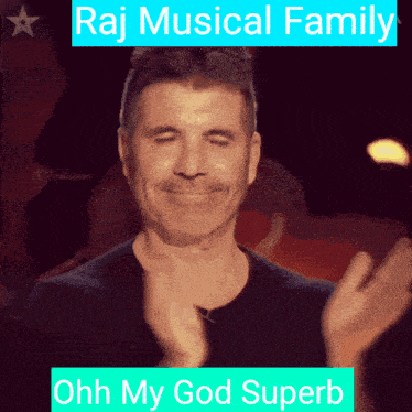a picture of a man clapping with the words raj musical family on the bottom