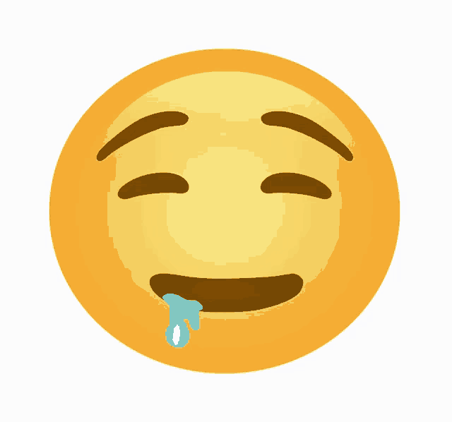 a yellow smiley face with a drop of liquid coming out of its mouth