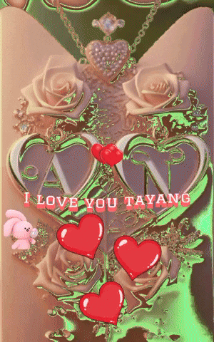 a green background with hearts and the words i love you tayang on it