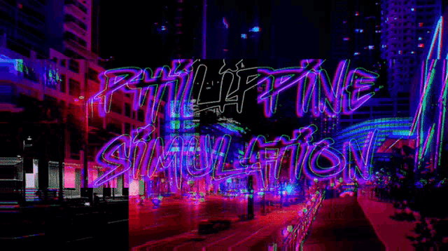 a green and purple banner with the word simulation