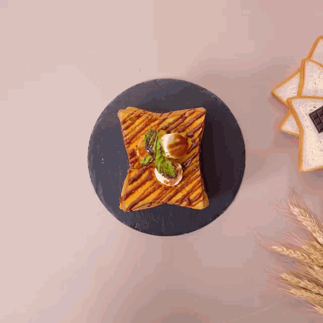 a slice of toast with a chocolate bar on it