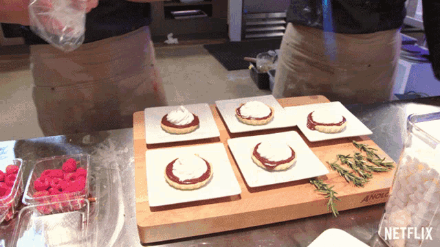 a netflix logo can be seen on a cutting board