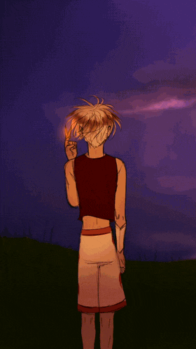 a drawing of a man holding a flower in his hand