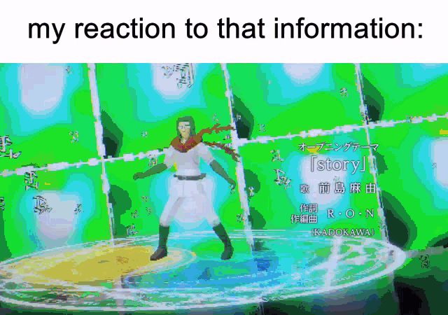 a cartoon of a man standing in a circle with the words my reaction to that information