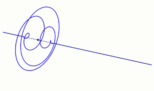a drawing of a swirl with a line going through the middle