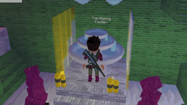 a video game character says i wish for a gallon of ice cream while holding a gun