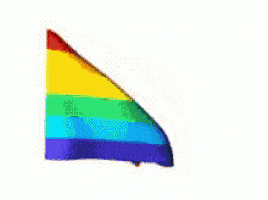 a rainbow flag is waving on a white background