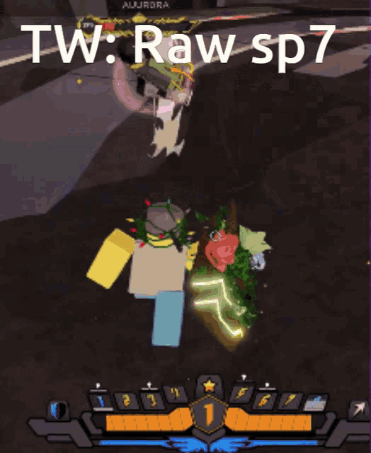 a screenshot of a video game with the words raw sp7