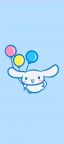 a cartoon bunny is holding three balloons in its mouth .