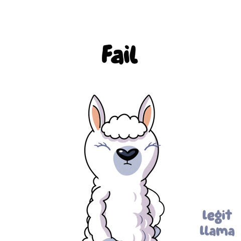 a cartoon of a llama with the word fail written above it