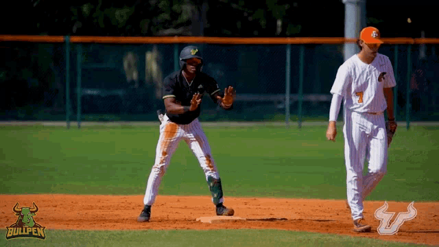 the bullpen baseball team is playing a game on the field