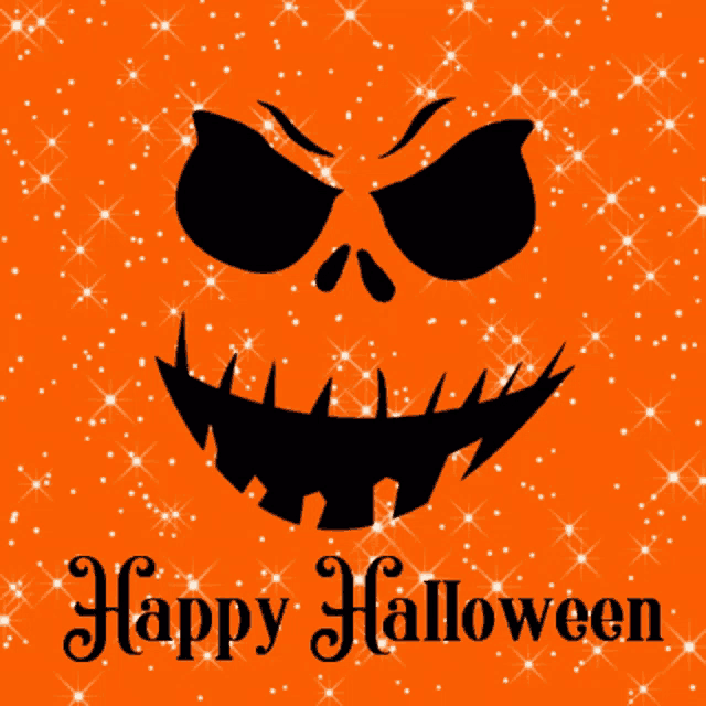 a halloween greeting card with a skull and the words " happy halloween "