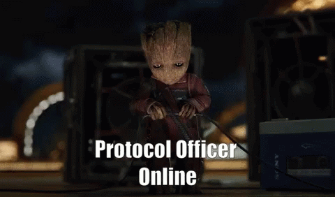 Protocal Officer Online Plugged GIF - Protocal Officer Online Plugged I Am Groot GIFs