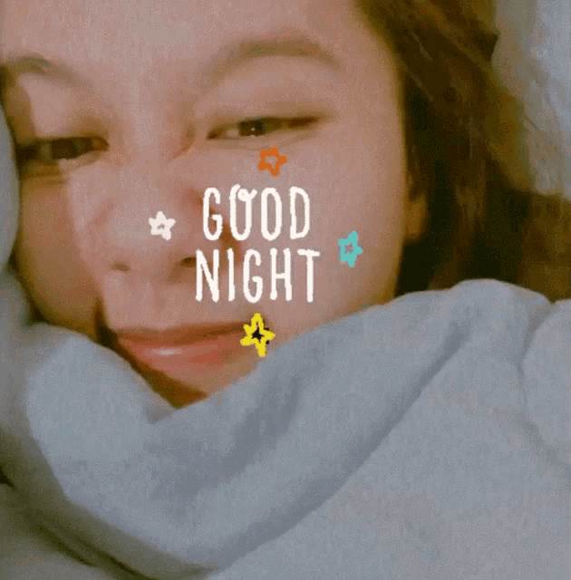 a picture of a person with the words " good night " on it