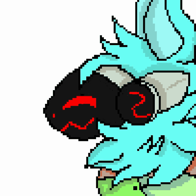a pixel art drawing of a person wearing headphones with the number 2 on them