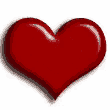 a large red heart on a white background with a shadow