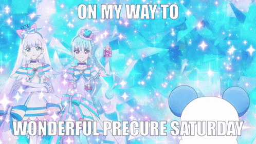 on my way to wonderful precure saturday is written on a poster