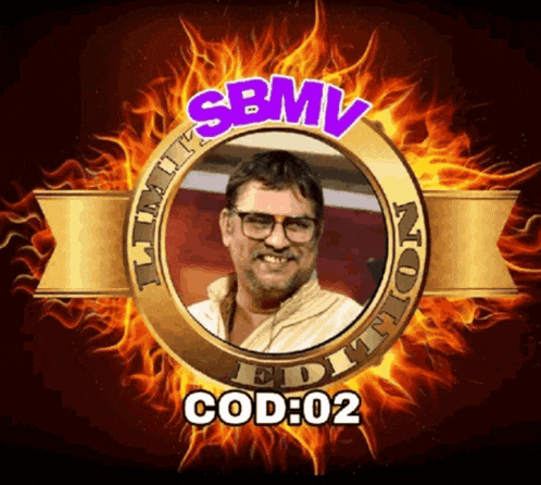 a sbmv limited edition logo with a man in a frame