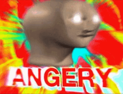 a picture of a man 's head with the word angery on it
