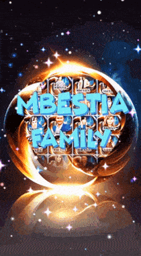 a poster for the mibestia family with a glowing globe in the background