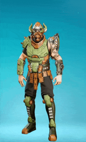 a video game character with a beard and horns