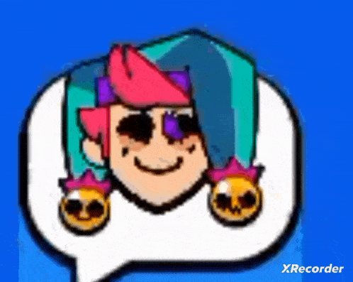 a cartoon character with a speech bubble and a skull on his head .