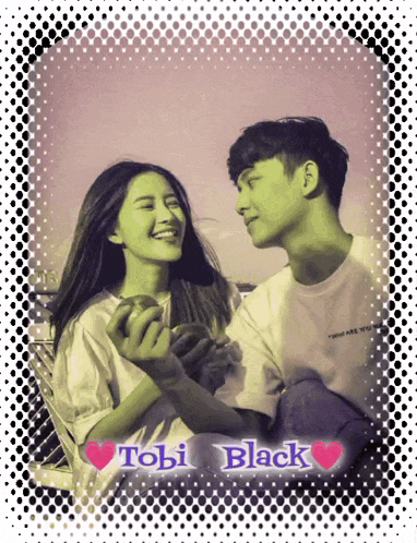 a picture of a boy and a girl with the words tobi black on the bottom right