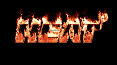 the word heat is surrounded by fire on a black background