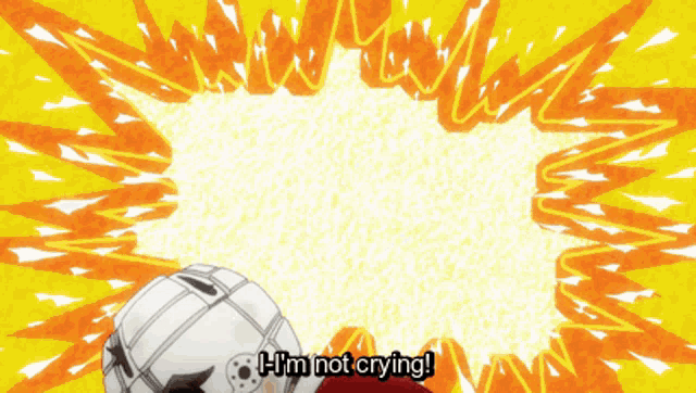a soccer ball with the words " i 'm not crying " on the bottom