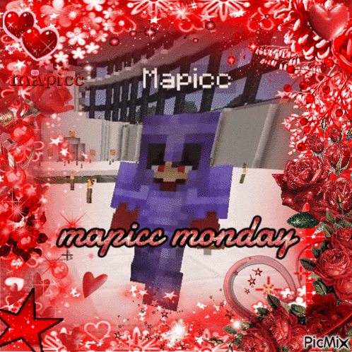 a picture of a minecraft character with the words mapico monday on it