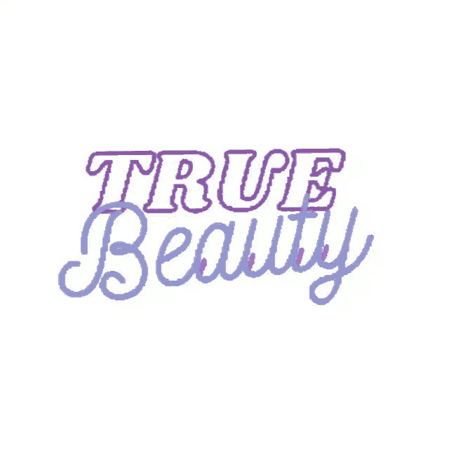 a logo that says true beauty in purple letters