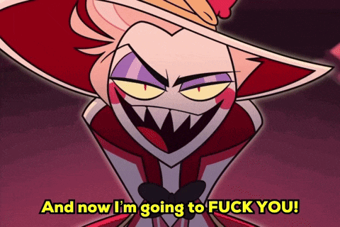 a cartoon character with a hat and bow tie says " and now i 'm going to fuck you "