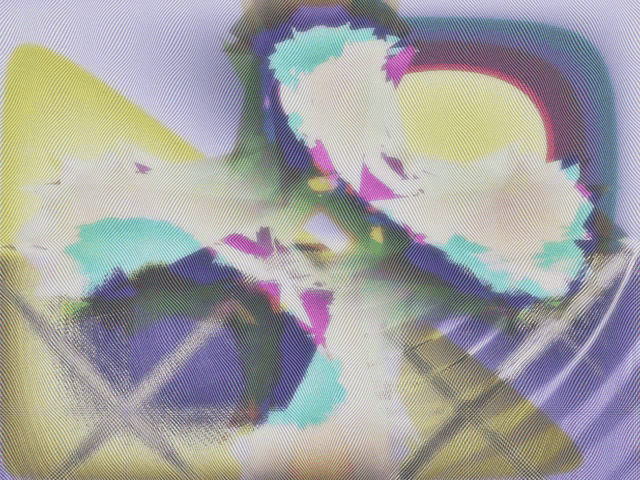 a colorful painting with a purple background and a yellow triangle in the middle