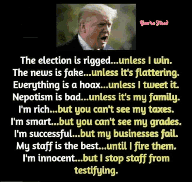 a picture of donald trump with a quote about the election