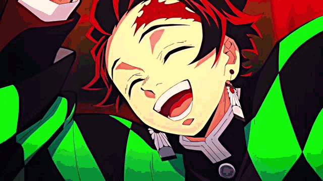 a close up of a person 's face with a green and black outfit