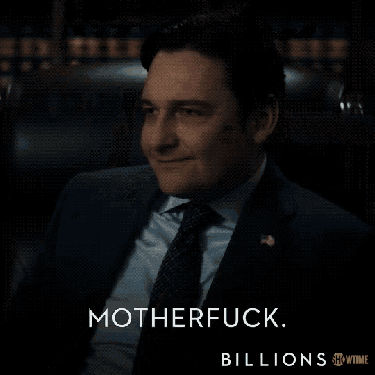 a man in a suit and tie is making a face with the words motherfuck billions below him