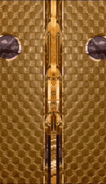 a gold door with a pattern of x 's and circles