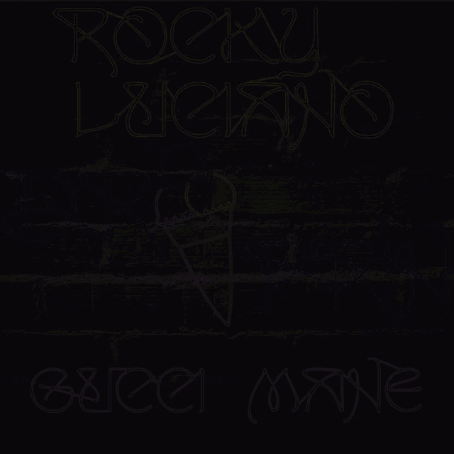 a neon sign that says rocky luciano on it