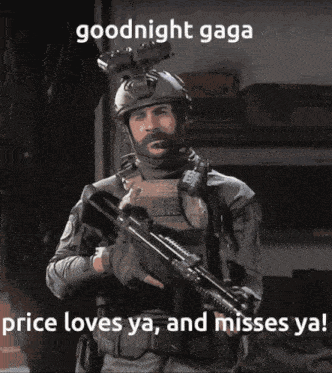 a picture of a soldier with the caption goodnight gaga