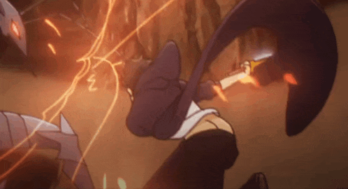 a man in a suit is fighting a monster with a sword in a cartoon .