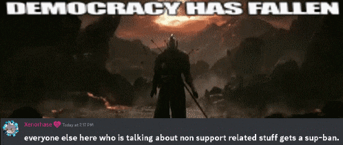 a screenshot of a video game with the words democracy has fallen