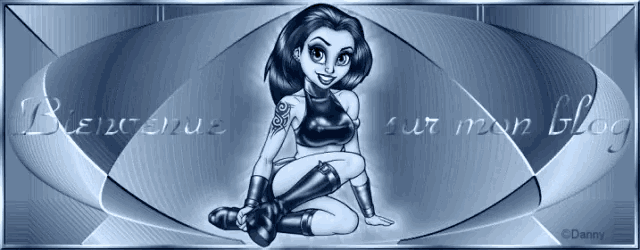 a drawing of a woman with the words bienvenue sur mon blog below it