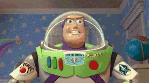 a toy story character named buzz lightyear stands in a room