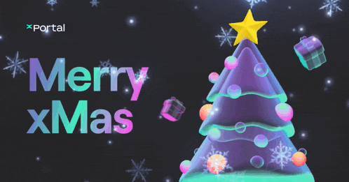 a merry xmas poster with a christmas tree