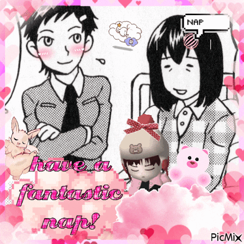 a picture of a boy and a girl with the words " have a fantastic naps "