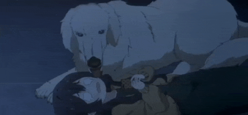 a girl is laying on the floor next to a white dog