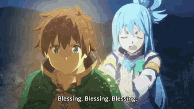 a boy and a girl are standing next to each other with the girl saying blessing