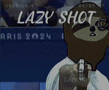 a picture of a sloth holding a gun with the words lazy shot above it