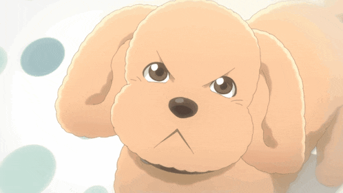 a cartoon dog with a very angry look on his face